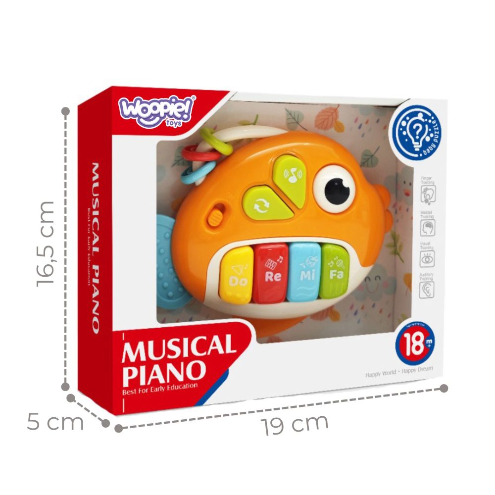 Interaktyvus pianinas WOOPIE BABY Fish Organ su muzikiniais garsais ir šviesos efektais, nuo 18 mėn.