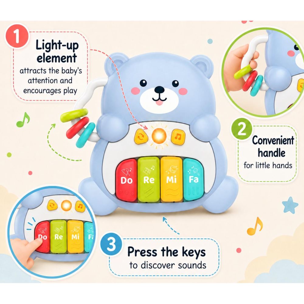 WOOPIE BABY Interactive Piano Musical Teddy Bear 1 piece 