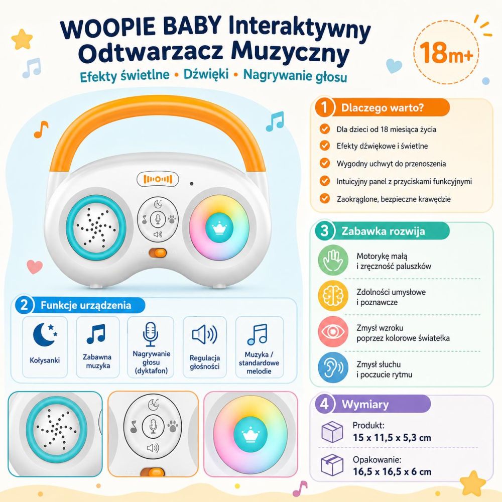 Interaktyvus žaislas WOOPIE BABY muzikos grotuvas
