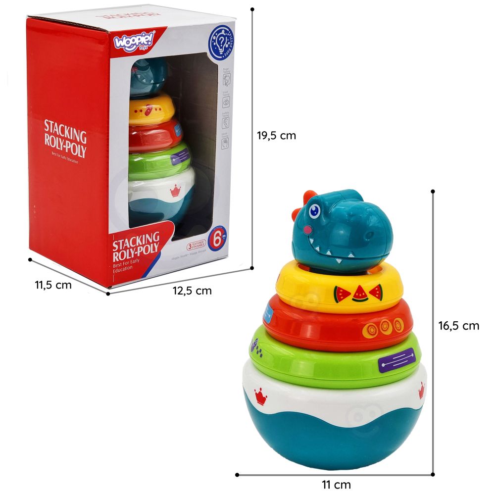 WOOPIE BABY Sensory Toy Dino Pyramid Puzzle for Babies 
