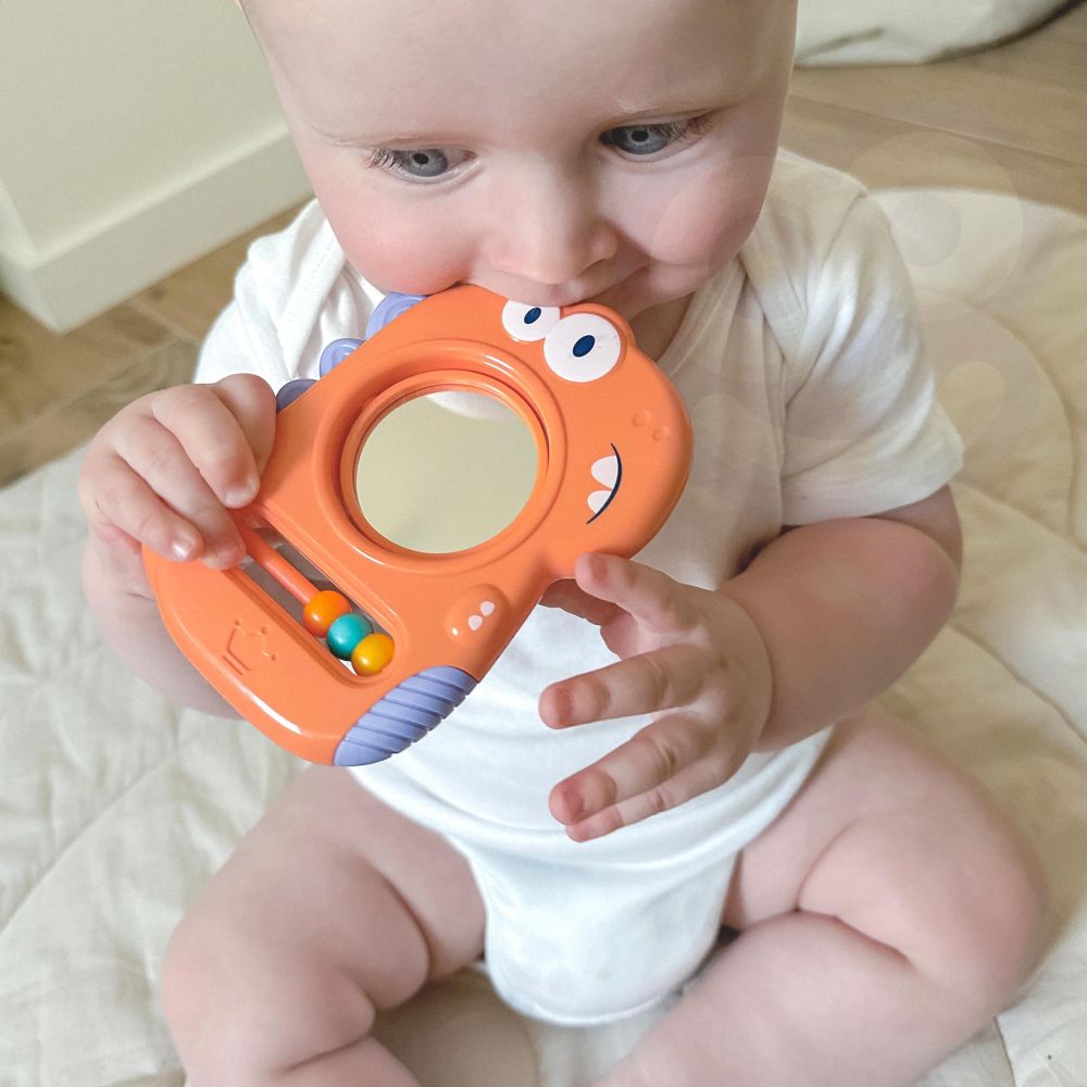 Jutiminis žaislas-kramtukas su veidrodėliu WOOPIE BABY Dino