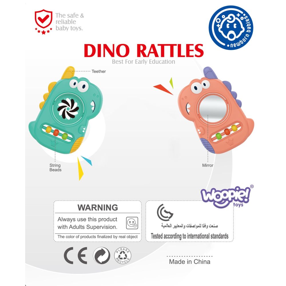 Jutiminis žaislas-kramtukas su veidrodėliu WOOPIE BABY Dino