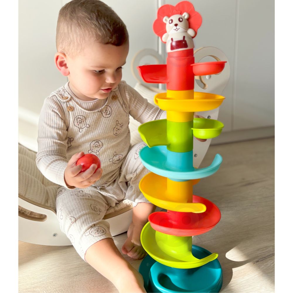 Spiralinis bokštas WOOPIE BABY kamuoliukų trasos rinkinys + 6 rutuliai