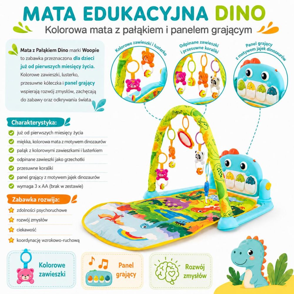 WOOPIE BABY Play Mat with Dino Arch 