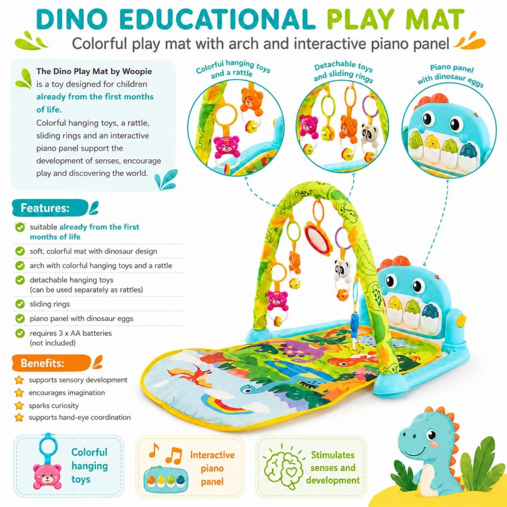 Lavinamasis žaidimų kilimėlis WOOPIE BABY Dino arka