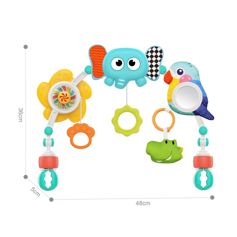 WOOPIE BABY Sensory Arch with Toys for Crib and Stroller Elephant Parrot 