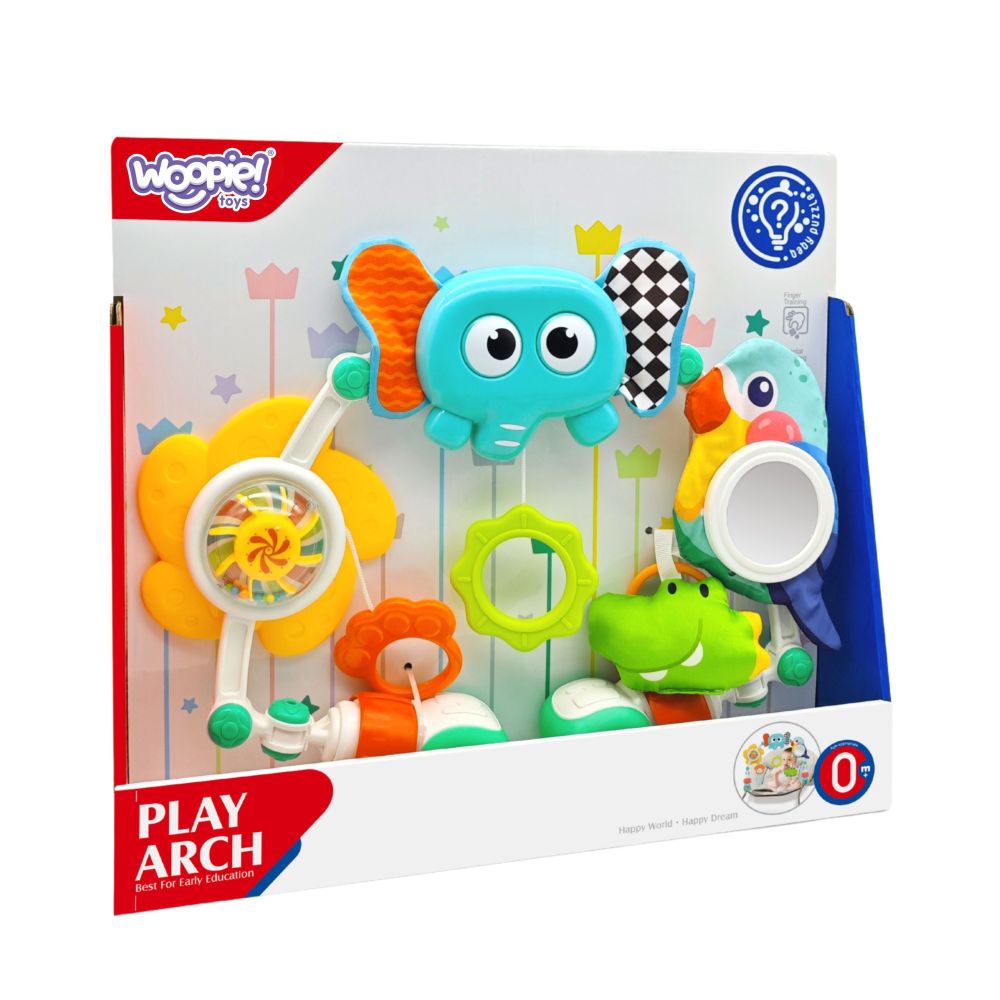WOOPIE BABY Sensory Arch with Toys for Crib and Stroller Elephant Parrot 