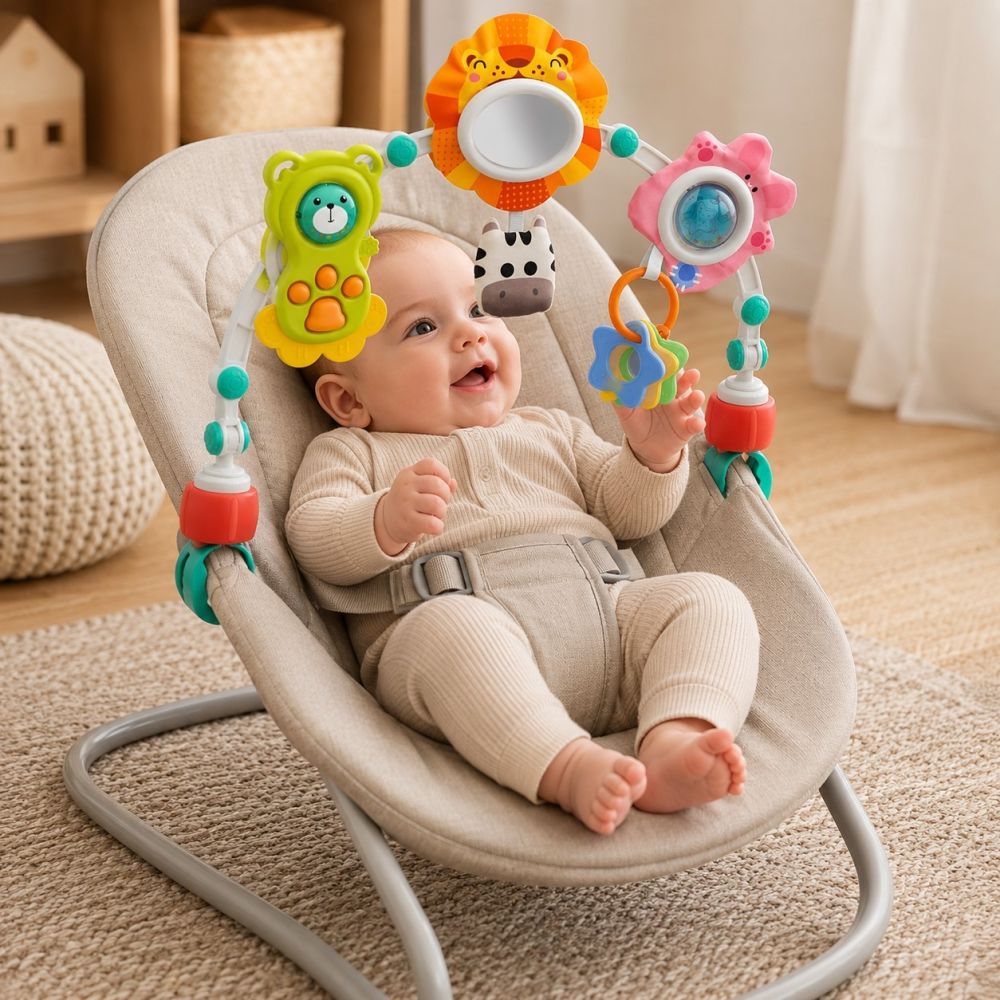 Žaislų lankas WOOPIE BABY Liūtas lovelei, vežimėliui ar automobilio kėdutei