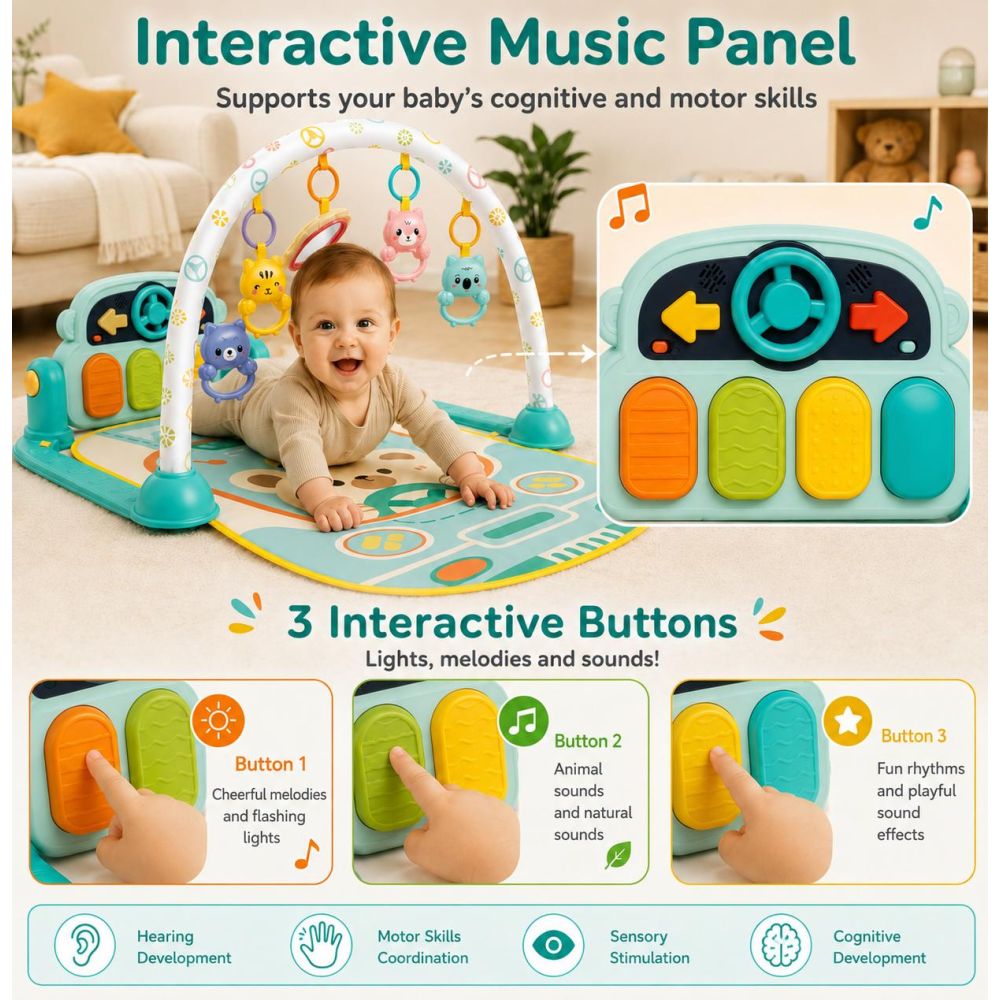 Interaktyvus žaidimų kilimėlis WOOPIE BABY su pianinu, 10 el.