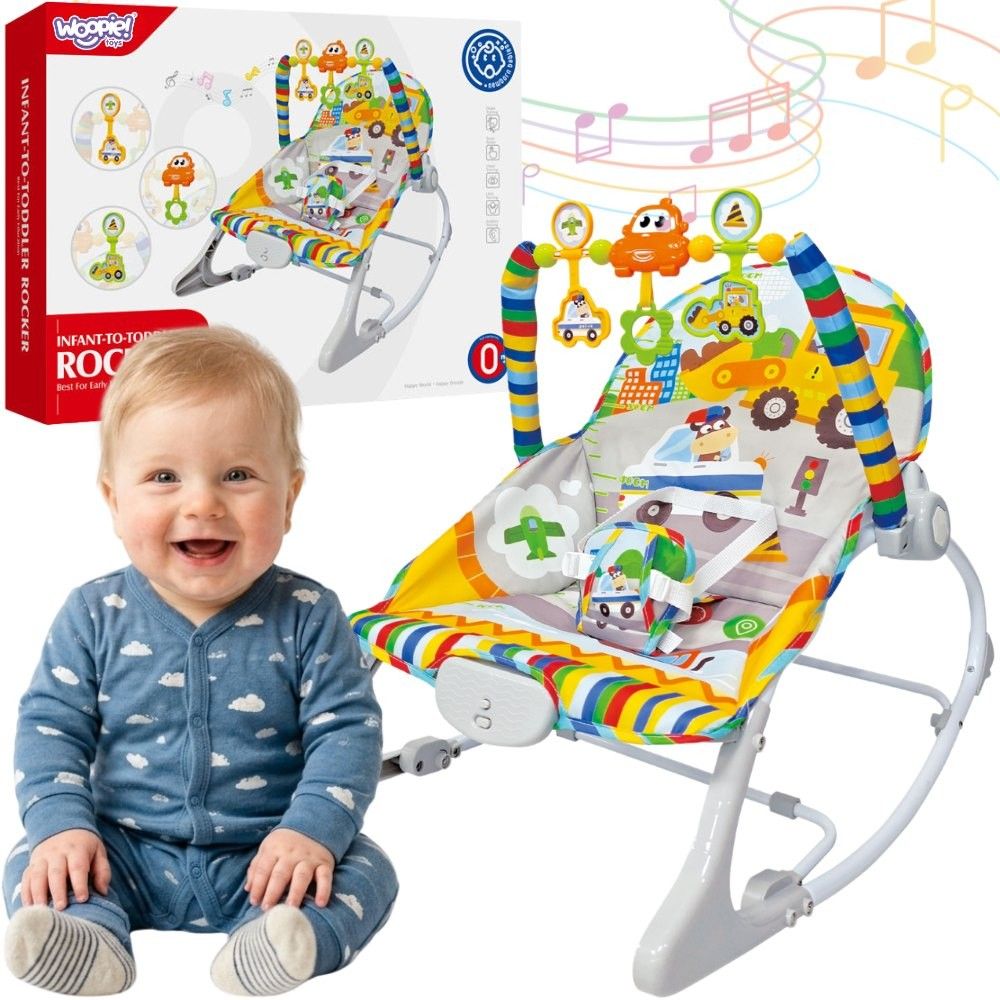 WOOPY BABY Interactive Bouncer with Vibration and Arch, Multicolor 
