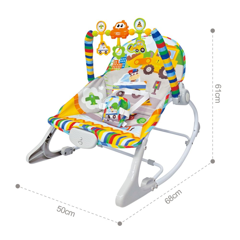 WOOPY BABY Interactive Bouncer with Vibration and Arch, Multicolor 