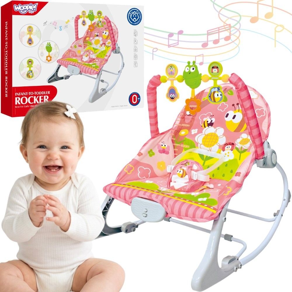 WOOPIE BABY Pink Vibration Rocker with Arch 
