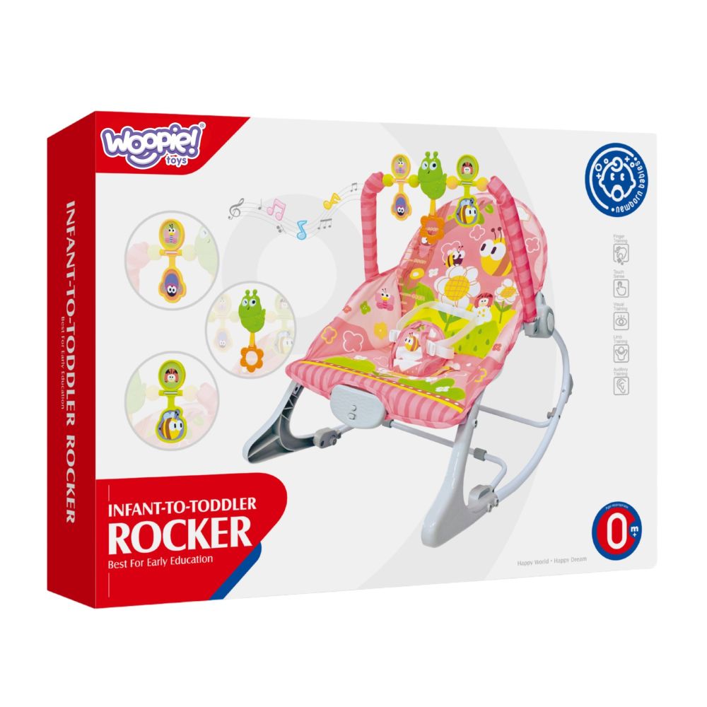 WOOPIE BABY Pink Vibration Rocker with Arch 