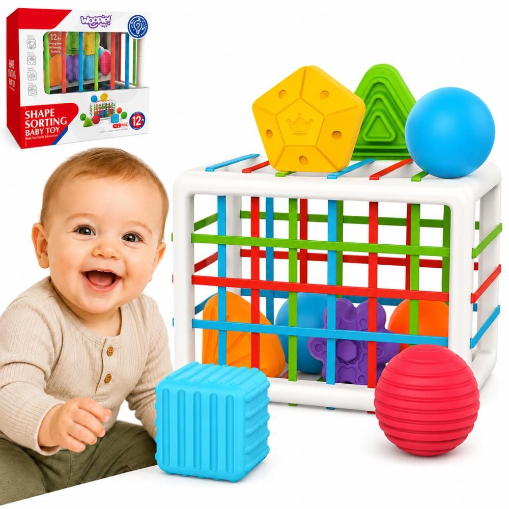 WOOPIE BABY Flexible Sensory Cube Sorter for Children Colorful Shapes 13 pcs. 