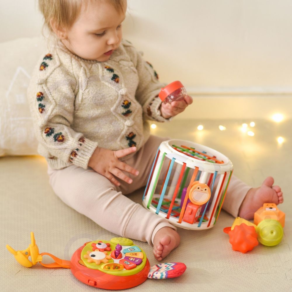 Interaktyvus būgnas WOOPIE BABY ritininis sensorinis kubas