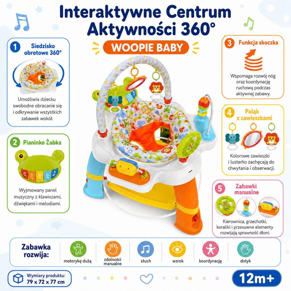 Sukiojama sėdynė su interaktyviu žaidimų centru WOOPIE BABY, nuo 12 mėn.