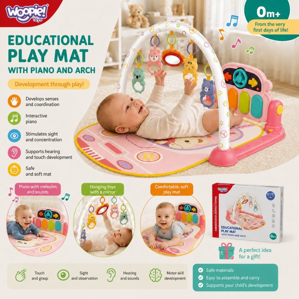Interaktyvus žaidimų kilimėlis WOOPIE BABY su pianinu 3in1