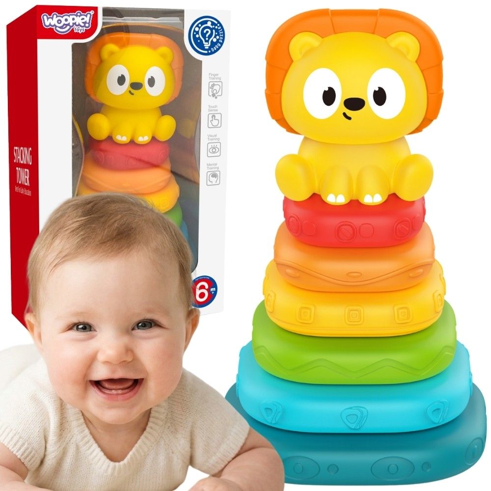 Edukacinė piramidės formos dėlionė WOOPIE BABY Liūtas, nuo 6 mėn.