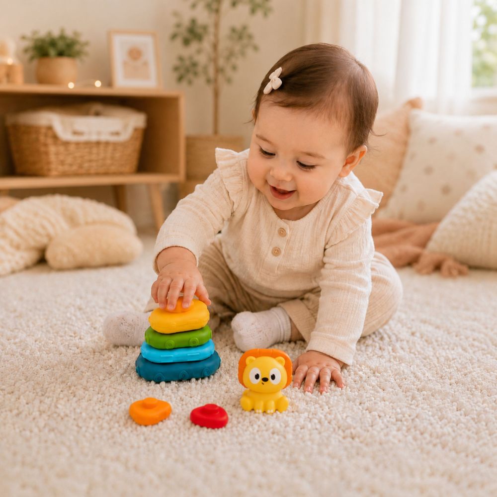 Edukacinė piramidės formos dėlionė WOOPIE BABY Liūtas, nuo 6 mėn.