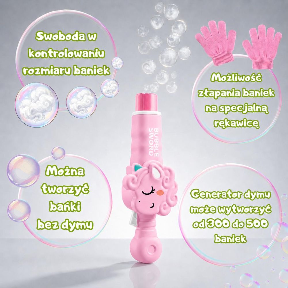 Dūmų ir burbulų pistoletas WOOPIE Unicorn – burbulų ir rūko generatorius