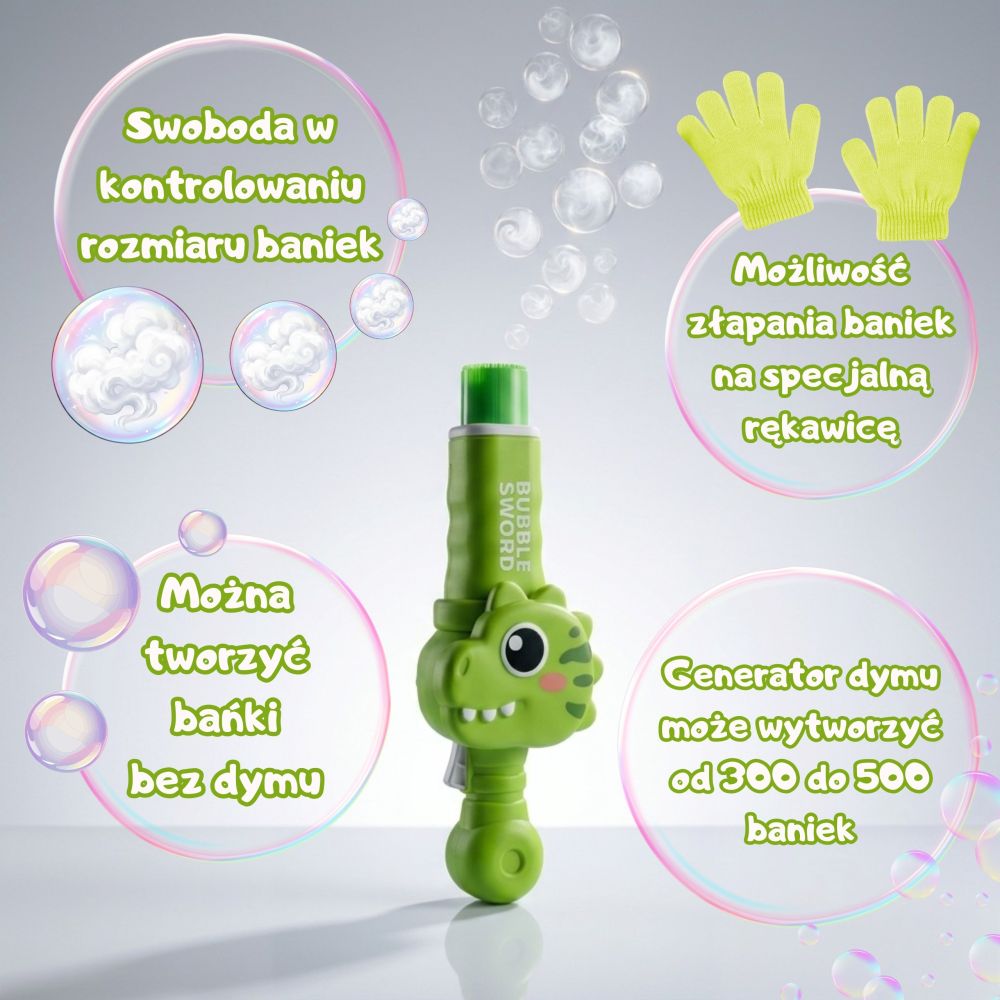 WOOPIE Dinosaur Smoke Bubble Gun Fog Bubble Machine Rechargeable 