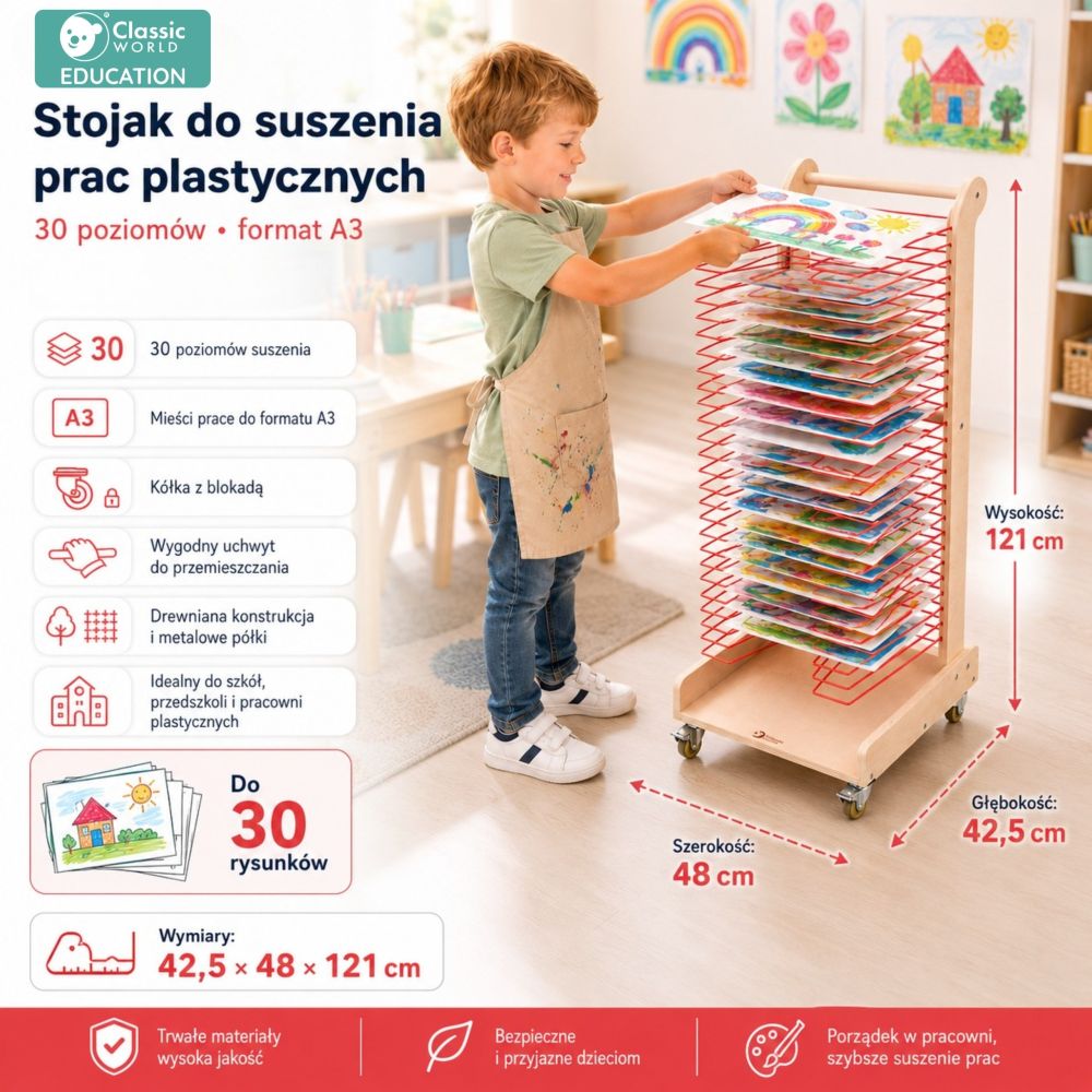 Meno kūrinių džiovinimo stovas CLASSIC WORLD EDU, 30 lygių