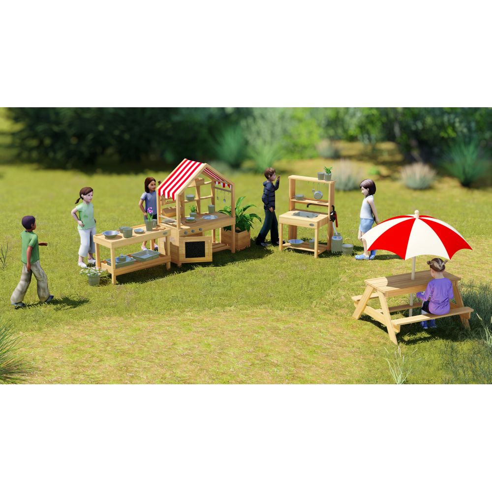 CLASSIC WORLD EDU Large Wooden Kitchen with Roof Accessories 