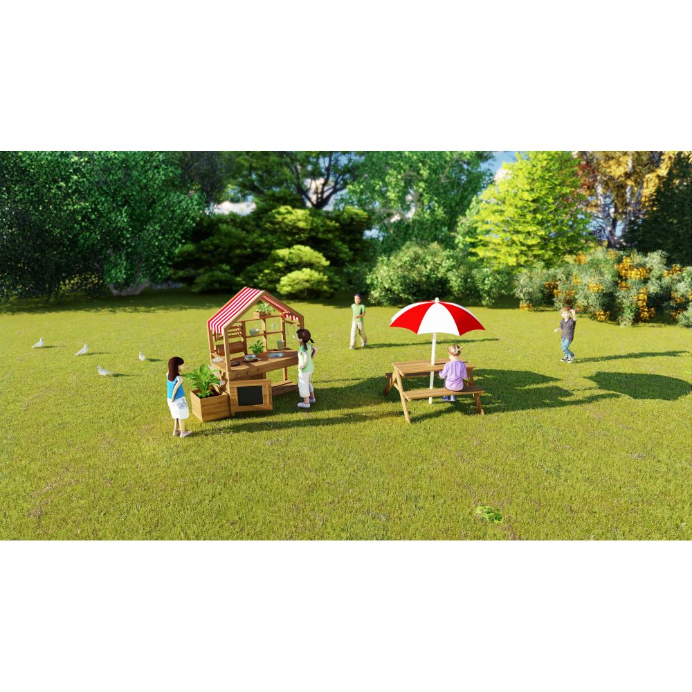 CLASSIC WORLD EDU Large Wooden Kitchen with Roof Accessories 