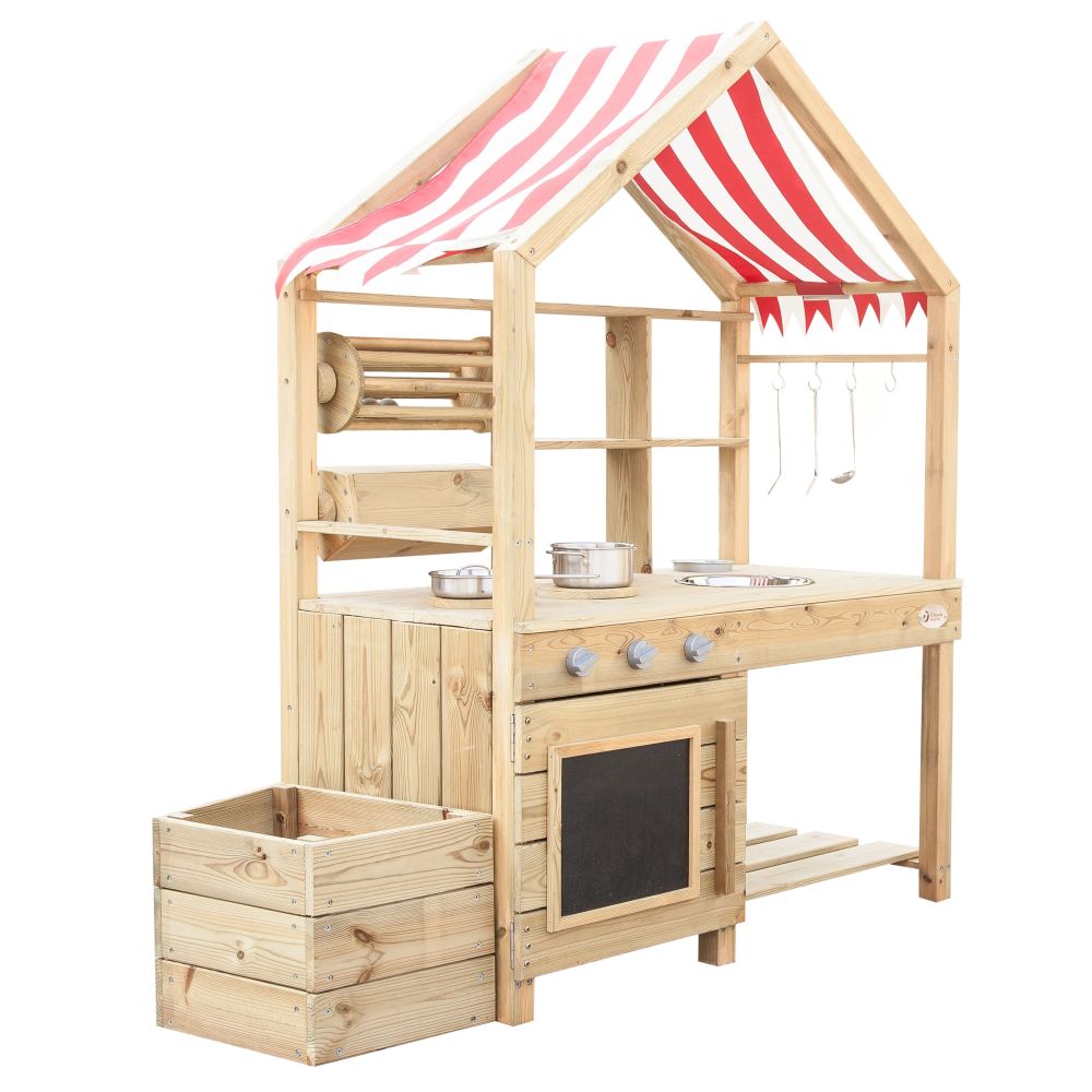 CLASSIC WORLD EDU Large Wooden Kitchen with Roof Accessories 