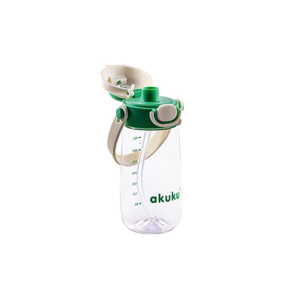 A0724 BIDON ZE SŁOMKĄ SZKOLNY 480ML ZIELONY