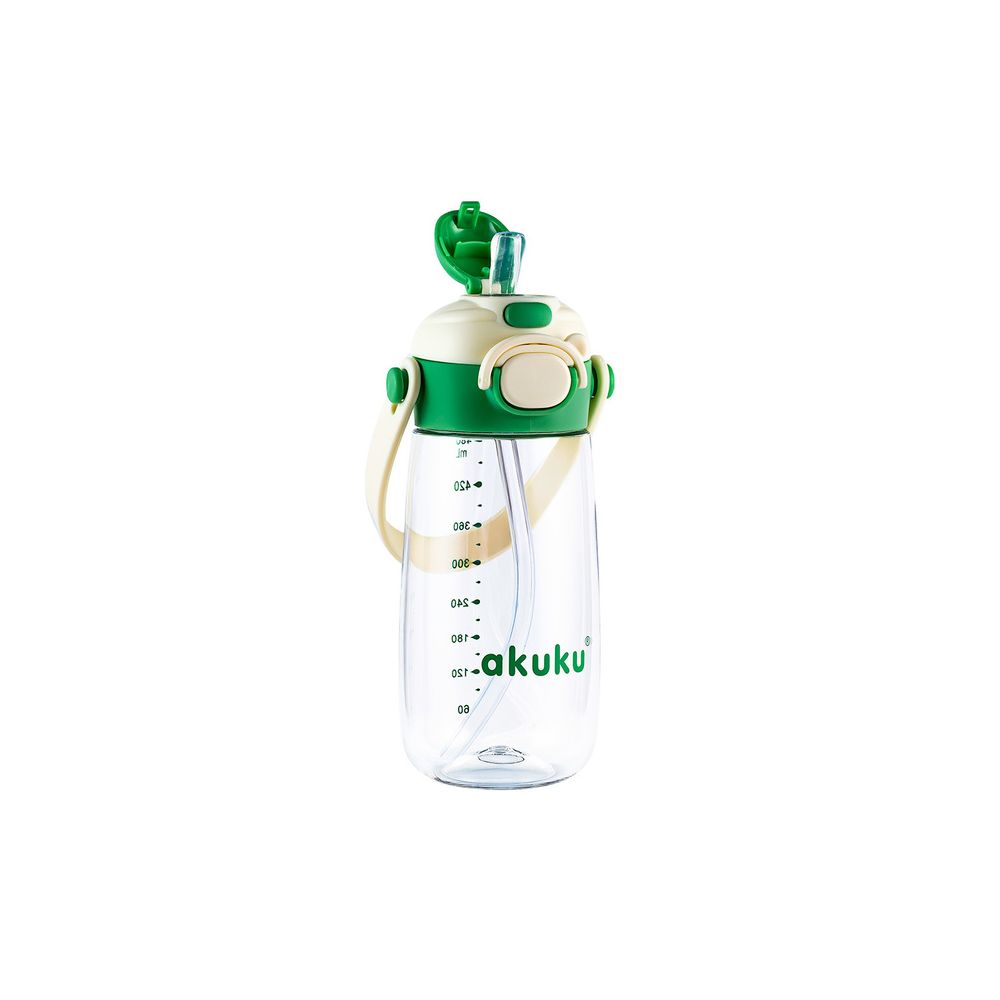 A0724 BIDON ZE SŁOMKĄ SZKOLNY 480ML ZIELONY