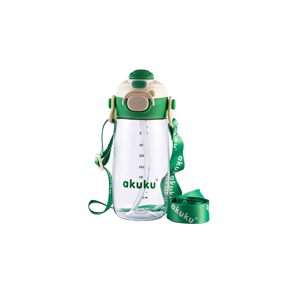 A0724 BIDON ZE SŁOMKĄ SZKOLNY 480ML ZIELONY