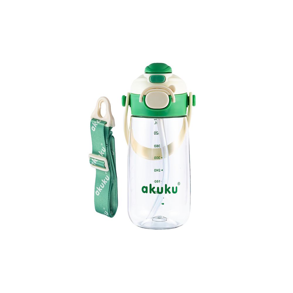 A0724 BIDON ZE SŁOMKĄ SZKOLNY 480ML ZIELONY