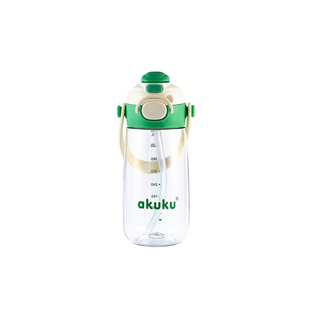 A0724 BIDON ZE SŁOMKĄ SZKOLNY 480ML ZIELONY