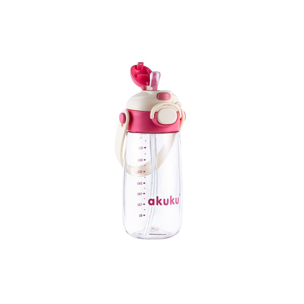 A0725 BIDON ZE SŁOMKĄ SZKOLNY 480ML RÓŻOWY