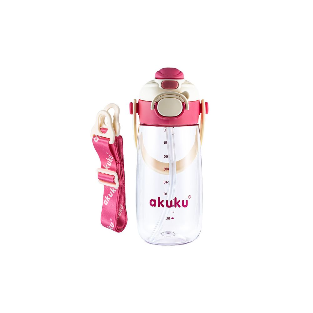 A0725 BIDON ZE SŁOMKĄ SZKOLNY 480ML RÓŻOWY