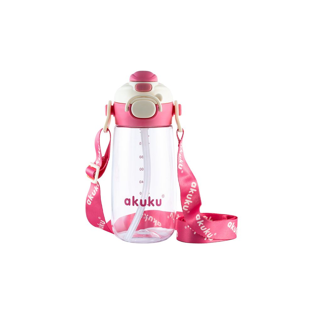 A0725 BIDON ZE SŁOMKĄ SZKOLNY 480ML RÓŻOWY