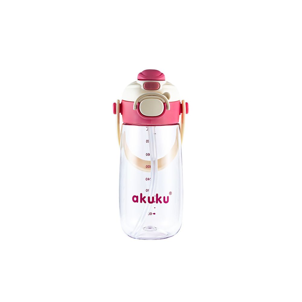A0725 BIDON ZE SŁOMKĄ SZKOLNY 480ML RÓŻOWY
