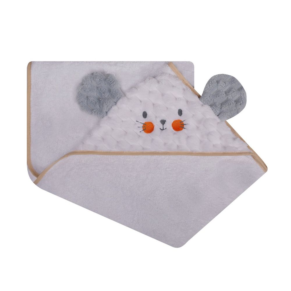 Rankšluostis - 322 - TERRY - SOFT/CORAL - Teddy Bear - dydis 100x100 - BALTAS
