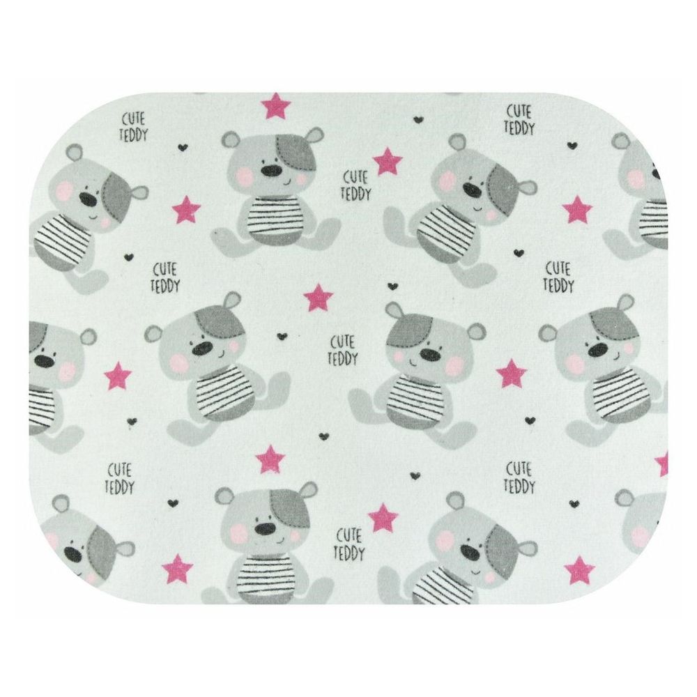 Sauskelnės - 18327 - FLANNEL PRINT - EGA - CUTE TEDDY - PINK - dydis 70x80 cm