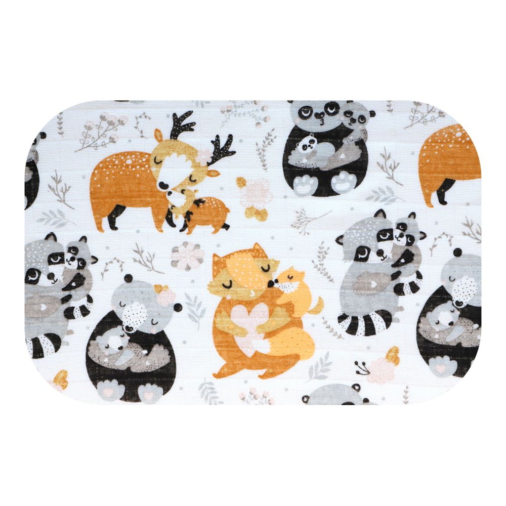 Diaper - 25584 - TETRA PRINT - EGA - LUX - LEŚNA RODZINKA - BROWN - size 70x80 cm