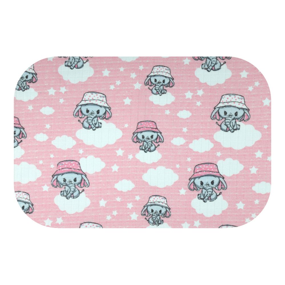 Diaper - 29774 - TETRA PRINT - EGA - ELEPHANT in a HAT - PINK - size 70x80 cm