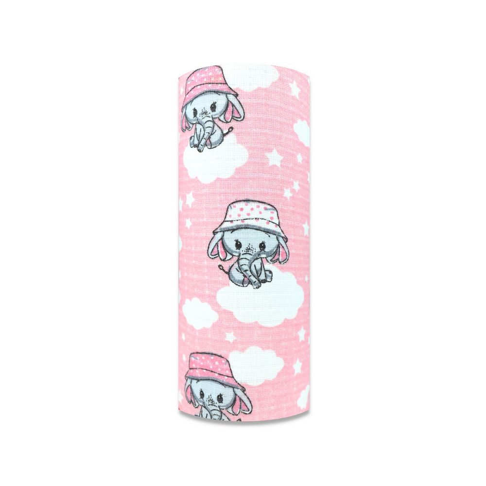 Diaper - 29774 - TETRA PRINT - EGA - ELEPHANT in a HAT - PINK - size 70x80 cm
