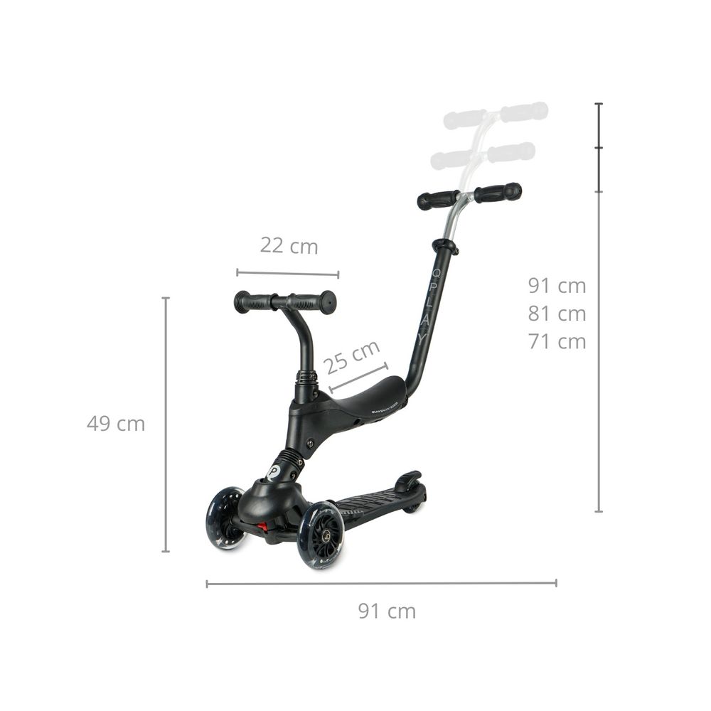 Paspirtukas - 3 in 1 - SEMA pro - BLACK