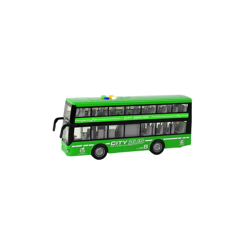 Autobus Piętrowy Na Baterie Światła Dźwięki Napęd Frykcyjny Zielony 1:16