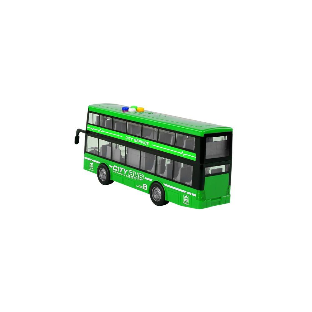 Autobus Piętrowy Na Baterie Światła Dźwięki Napęd Frykcyjny Zielony 1:16