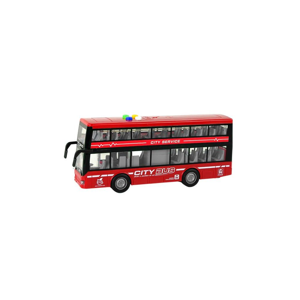 Autobus Piętrowy Na Baterie Światła Dźwięki Napęd Frykcyjny Czerwony 1:16
