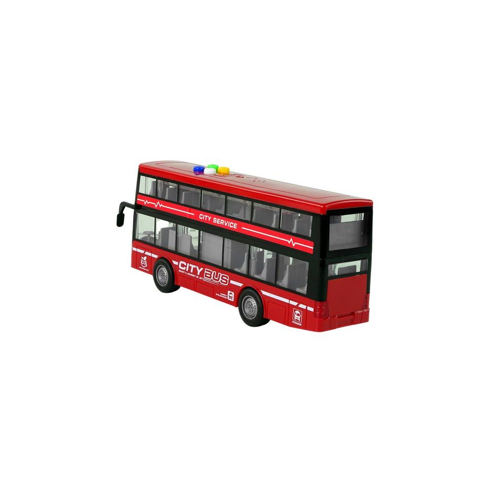Autobus Piętrowy Na Baterie Światła Dźwięki Napęd Frykcyjny Czerwony 1:16