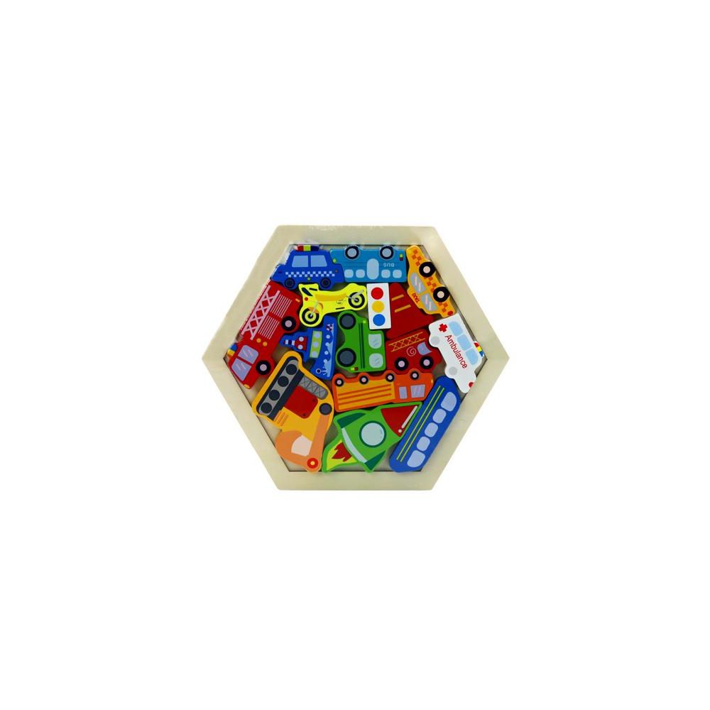 Puzzle Układanka Pojazdy Rakieta Klocki Drewniane Kolorowe 15 ele.