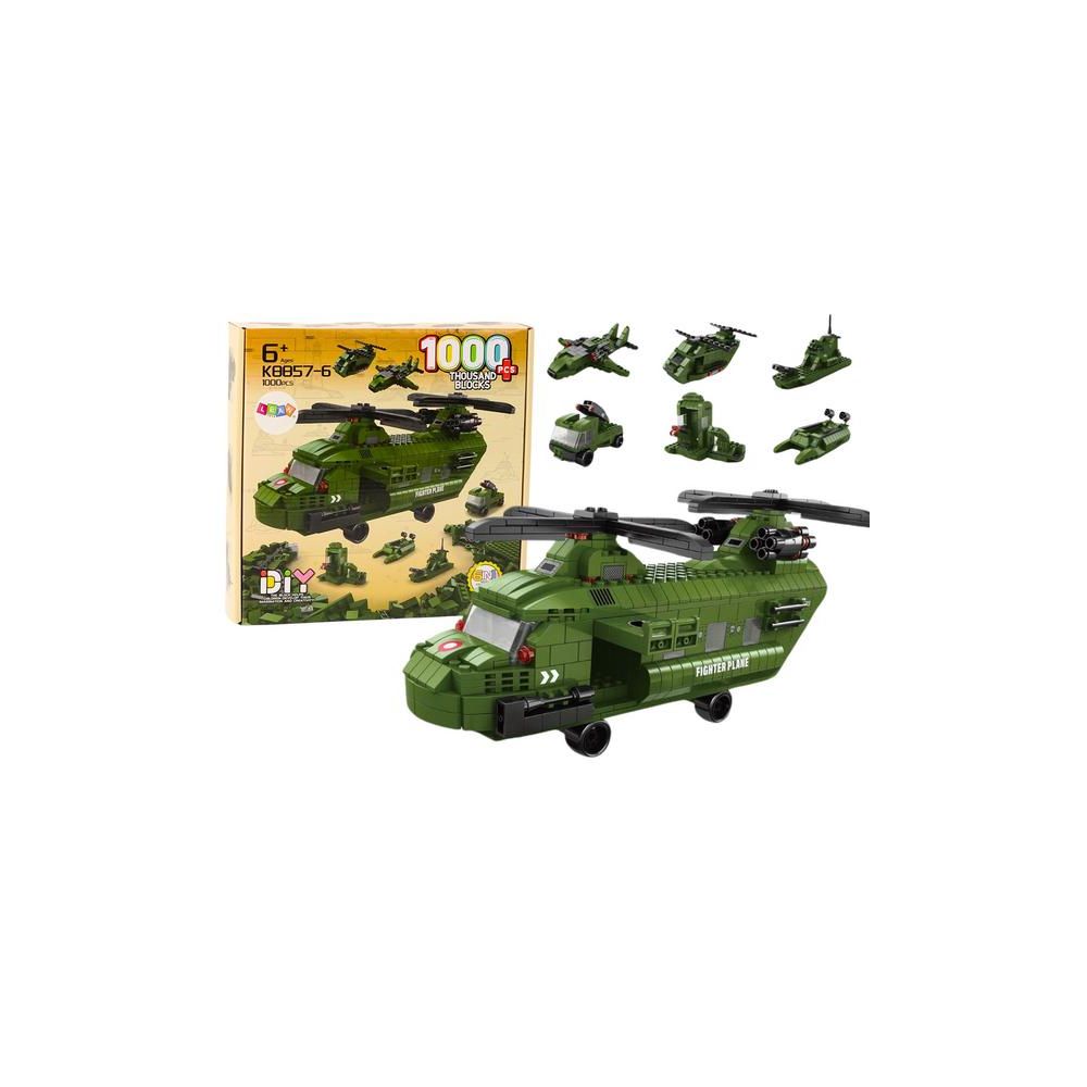 Zestaw Klocków Helikopter Wojskowy Militarny Zielony 1000 El